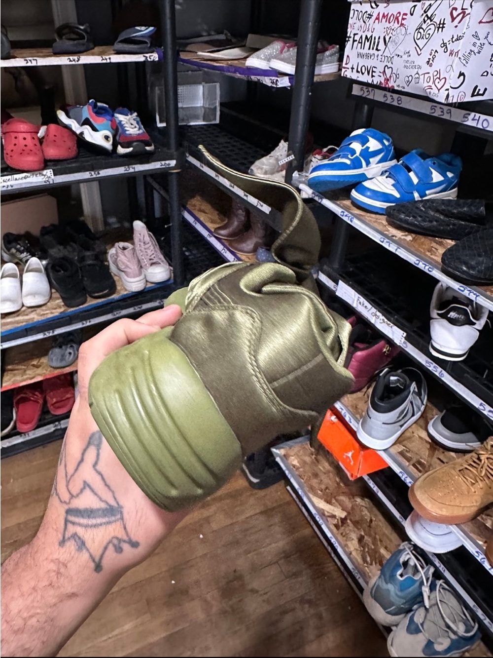 Fenty Beauty Olive Green Slip-On Ruffle Sneakers - Picture 5 of 7